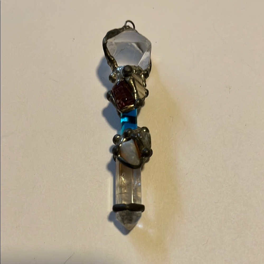 Crystal Pendant with Gemstone Accents